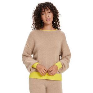 UGG Womens Renata Contrast Trim Cashmere Blend Sweater Small Camel - NWT $298